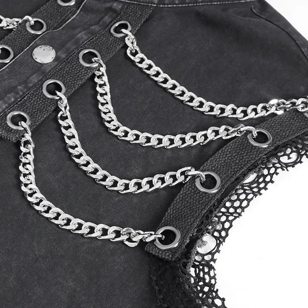 Steampunk Style Sleeveless Black Chain Vest for Men