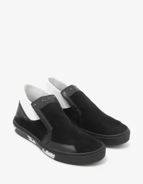 Stone Island Shadow Project Black Leather Slip-On Trainers