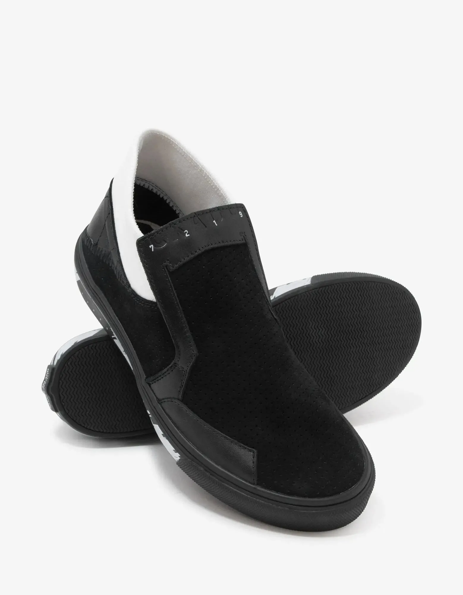 Stone Island Shadow Project Black Leather Slip-On Trainers