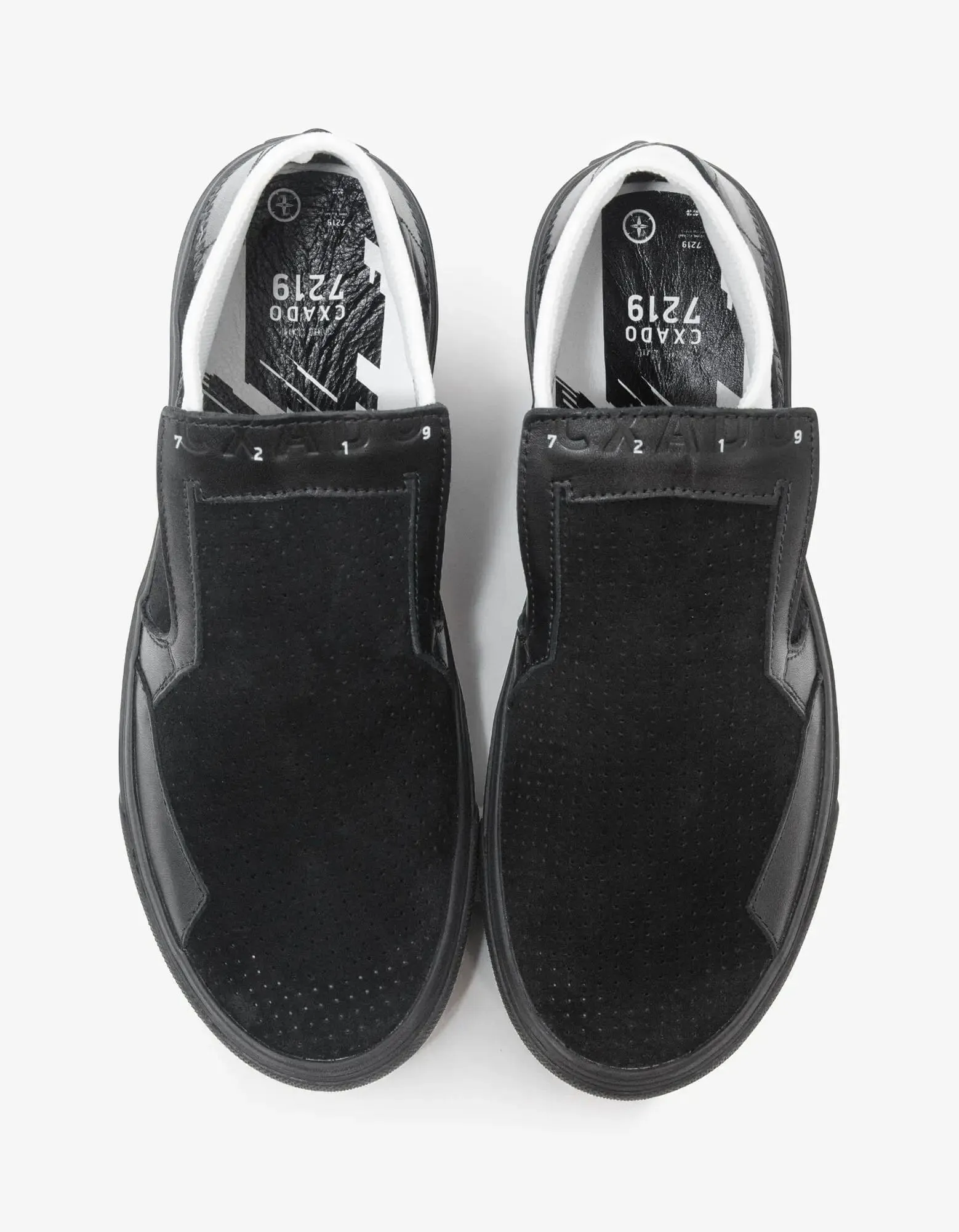 Stone Island Shadow Project Black Leather Slip-On Trainers