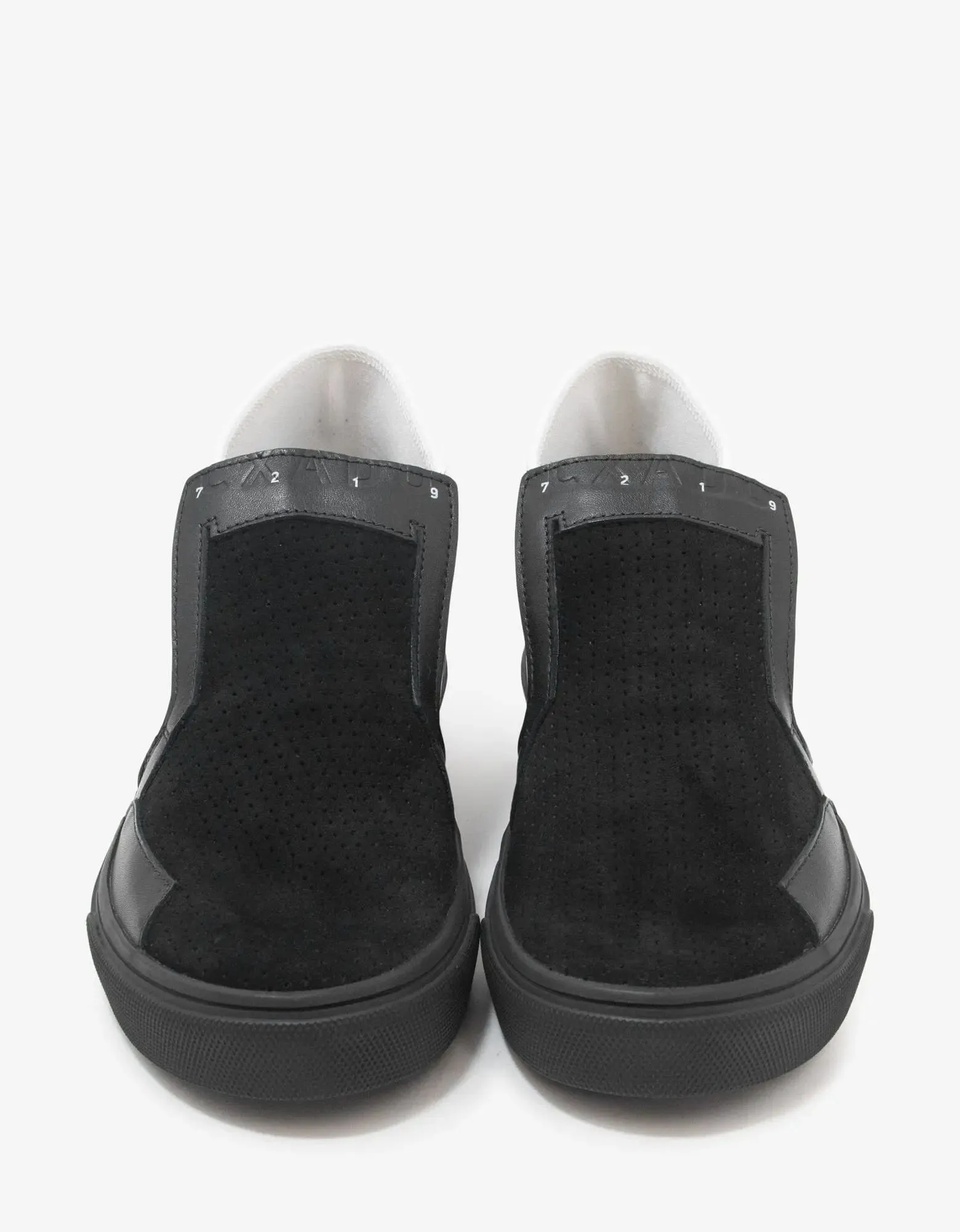 Stone Island Shadow Project Black Leather Slip-On Trainers