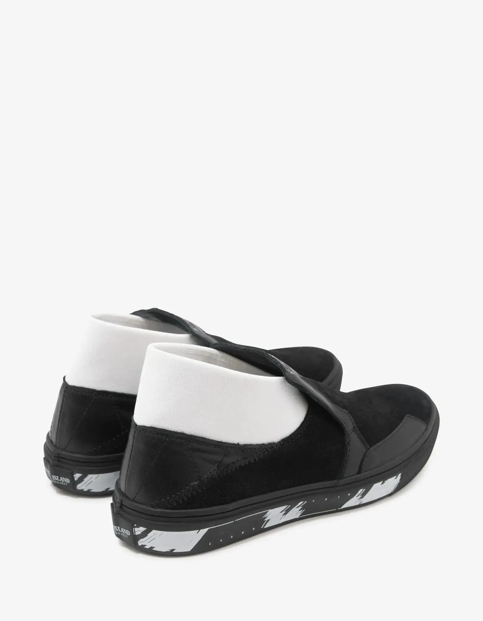 Stone Island Shadow Project Black Leather Slip-On Trainers