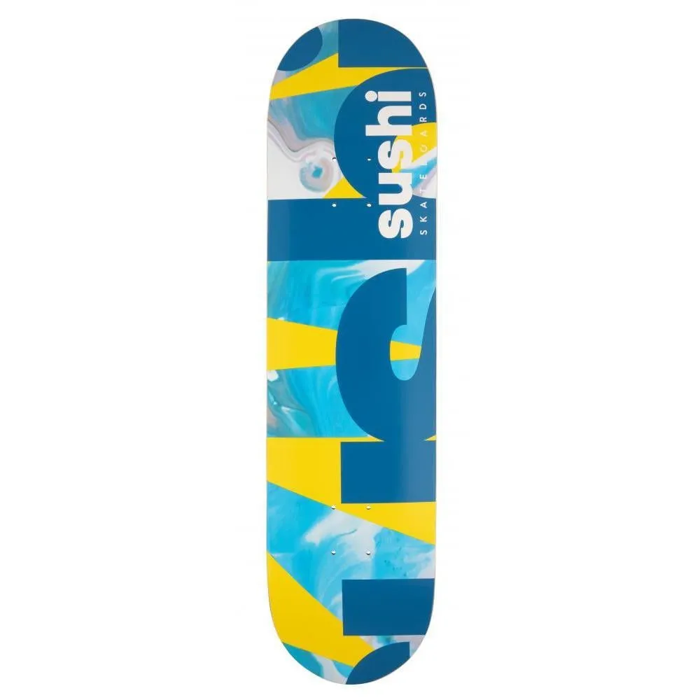 Sushi Deck Spectrum Logo Skateboard Deck Yellow Teal 8.0