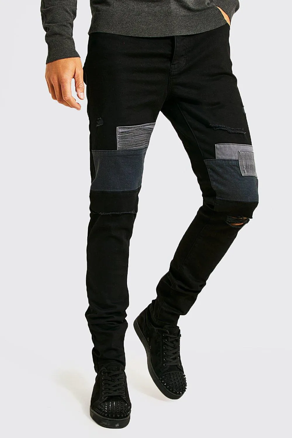 Tall Skinny Stretch Patchwork Jeans