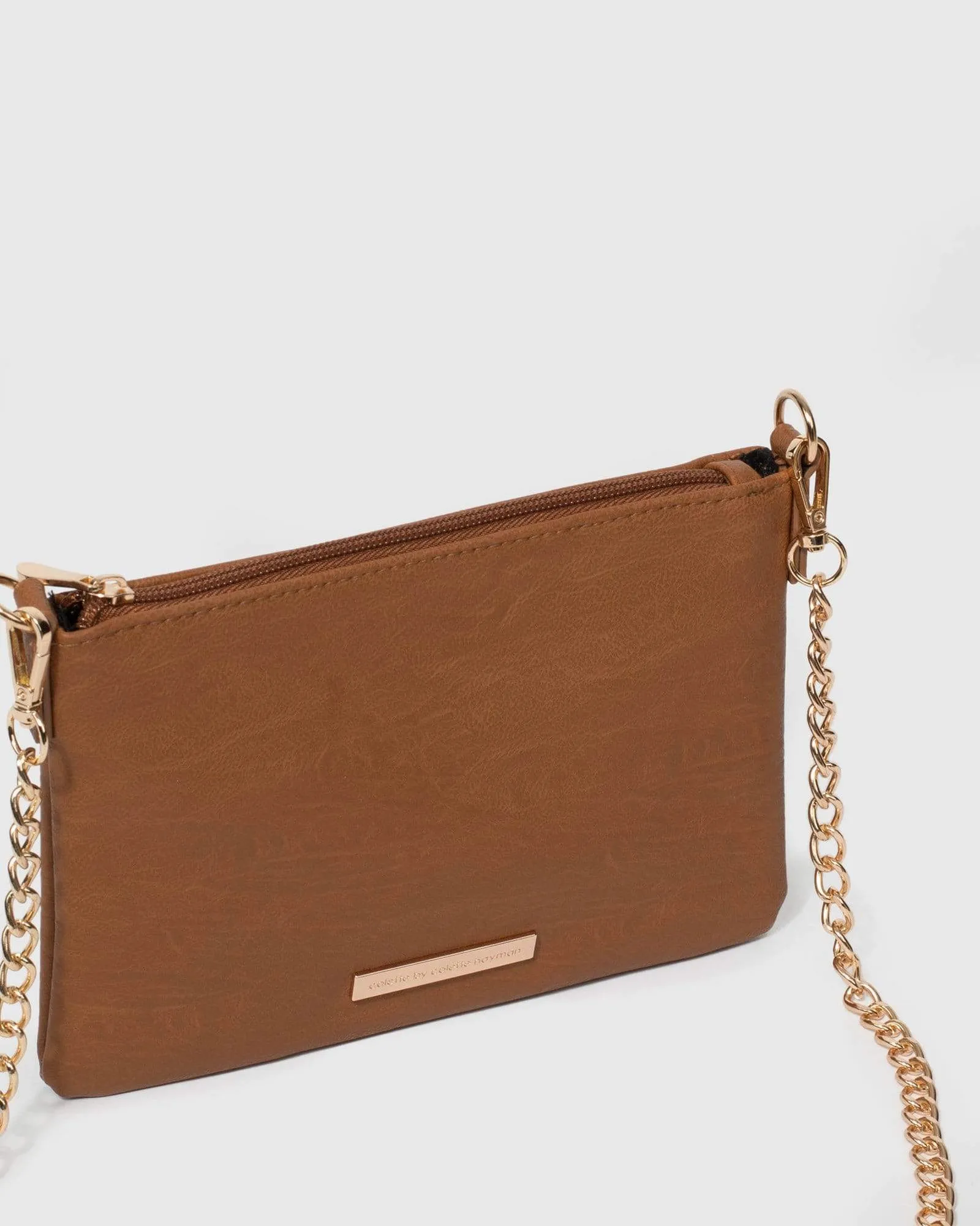 Tan Peta Chain Crossbody Bag