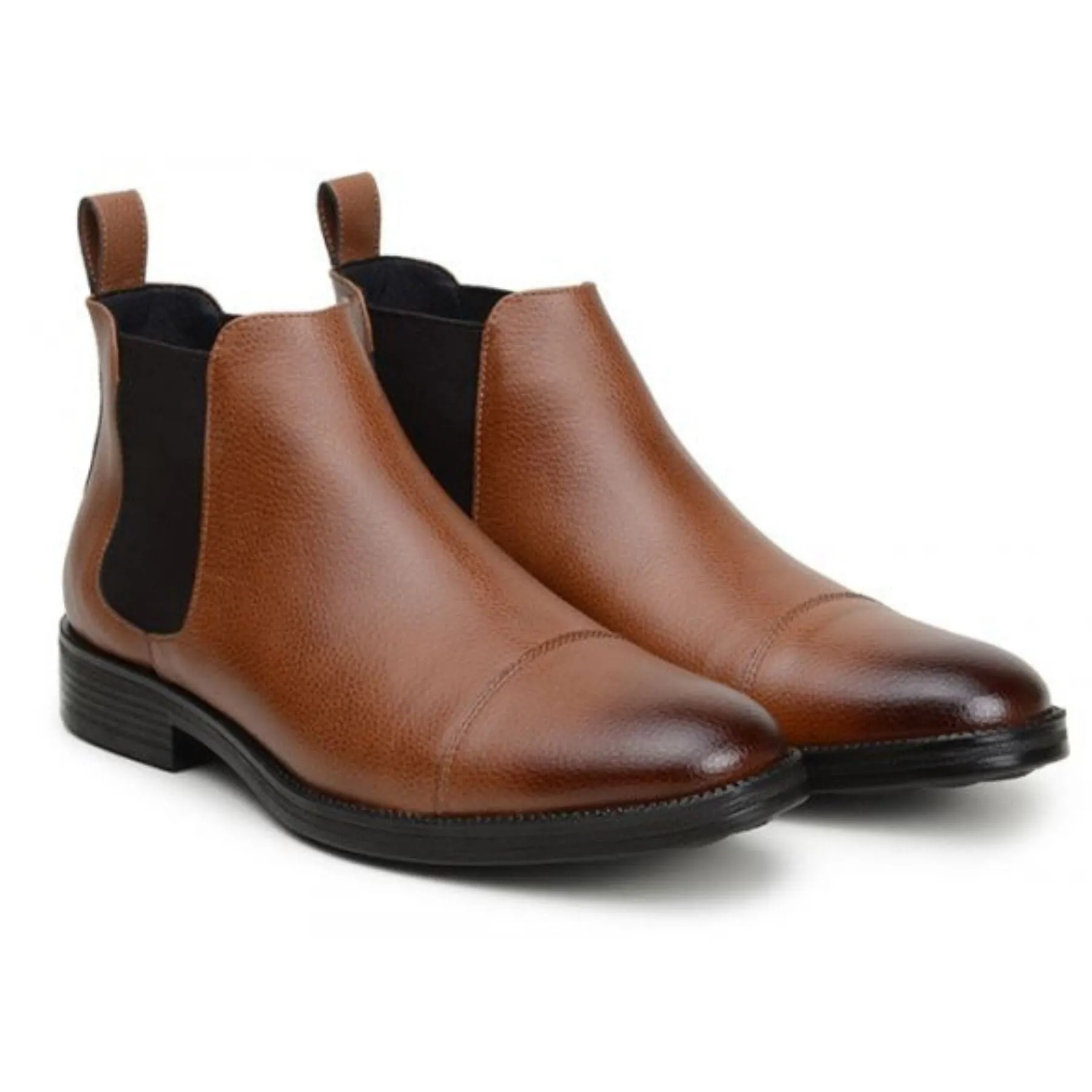 'Terni' classic vegan leather Chelsea boot by Vincente Verde -  cognac