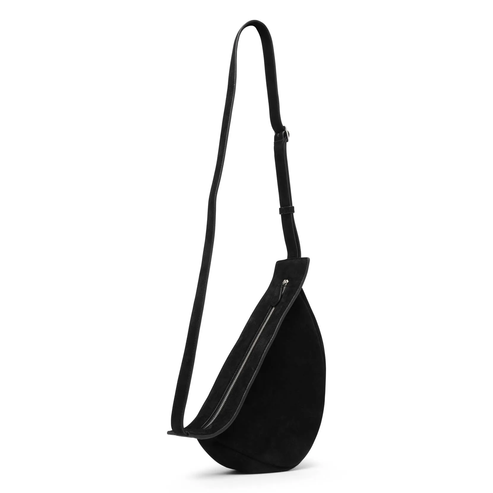 The Row Slouchy banana small black suede shoulder bag