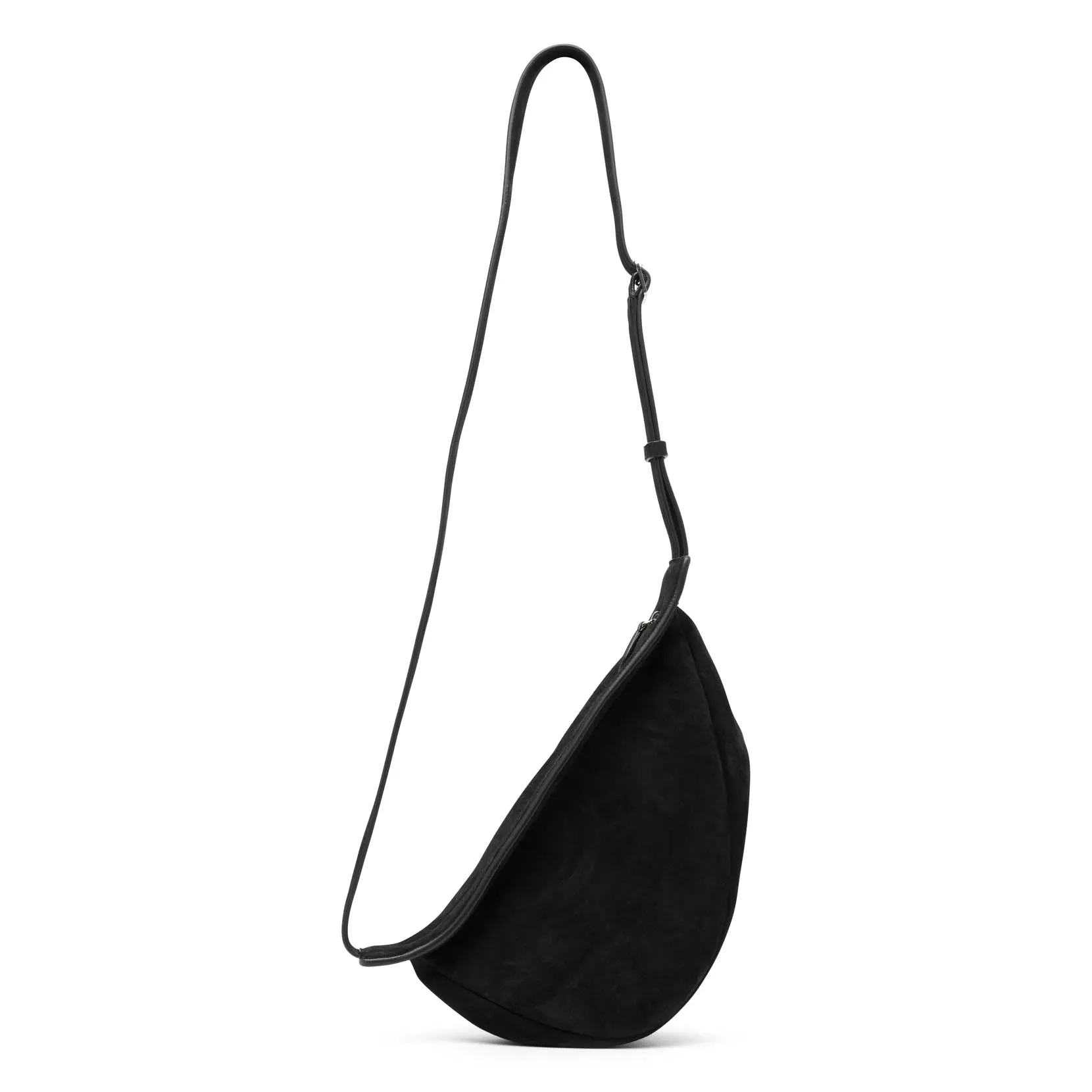 The Row Slouchy banana small black suede shoulder bag