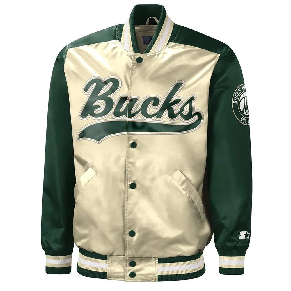 The Tradition II Milwaukee Bucks Green/Cream Satin Jacket