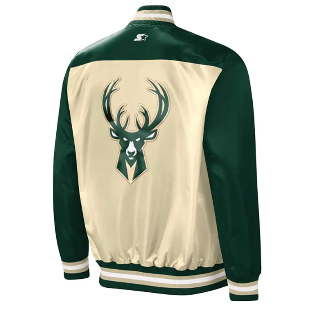 The Tradition II Milwaukee Bucks Green/Cream Satin Jacket