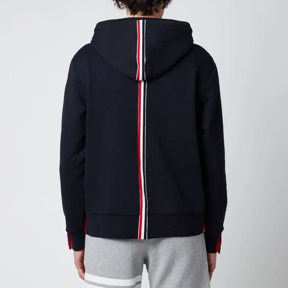 Thom Browne Men's Tricolour Stripe Classic Loopback Hoodie - Navy - 3/L | Coggles