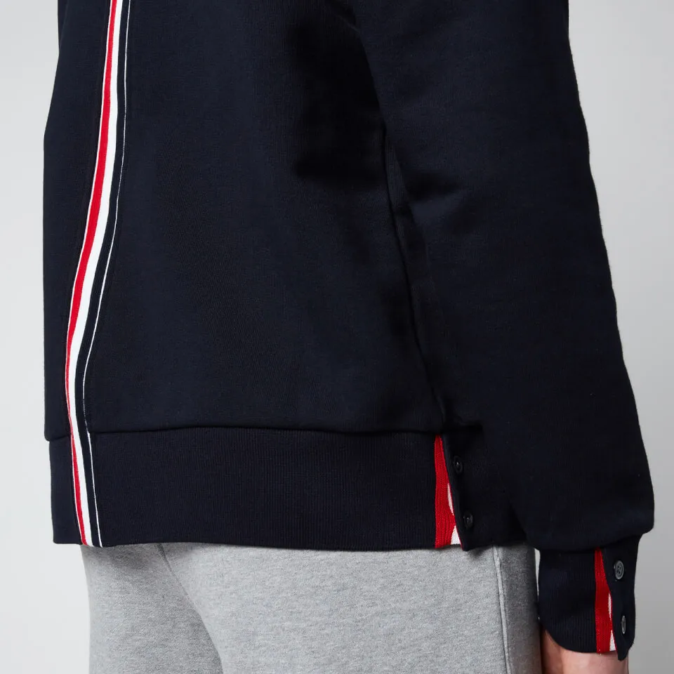 Thom Browne Men's Tricolour Stripe Classic Loopback Hoodie - Navy - 3/L | Coggles