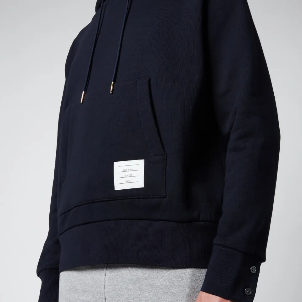 Thom Browne Men's Tricolour Stripe Classic Loopback Hoodie - Navy - 3/L | Coggles