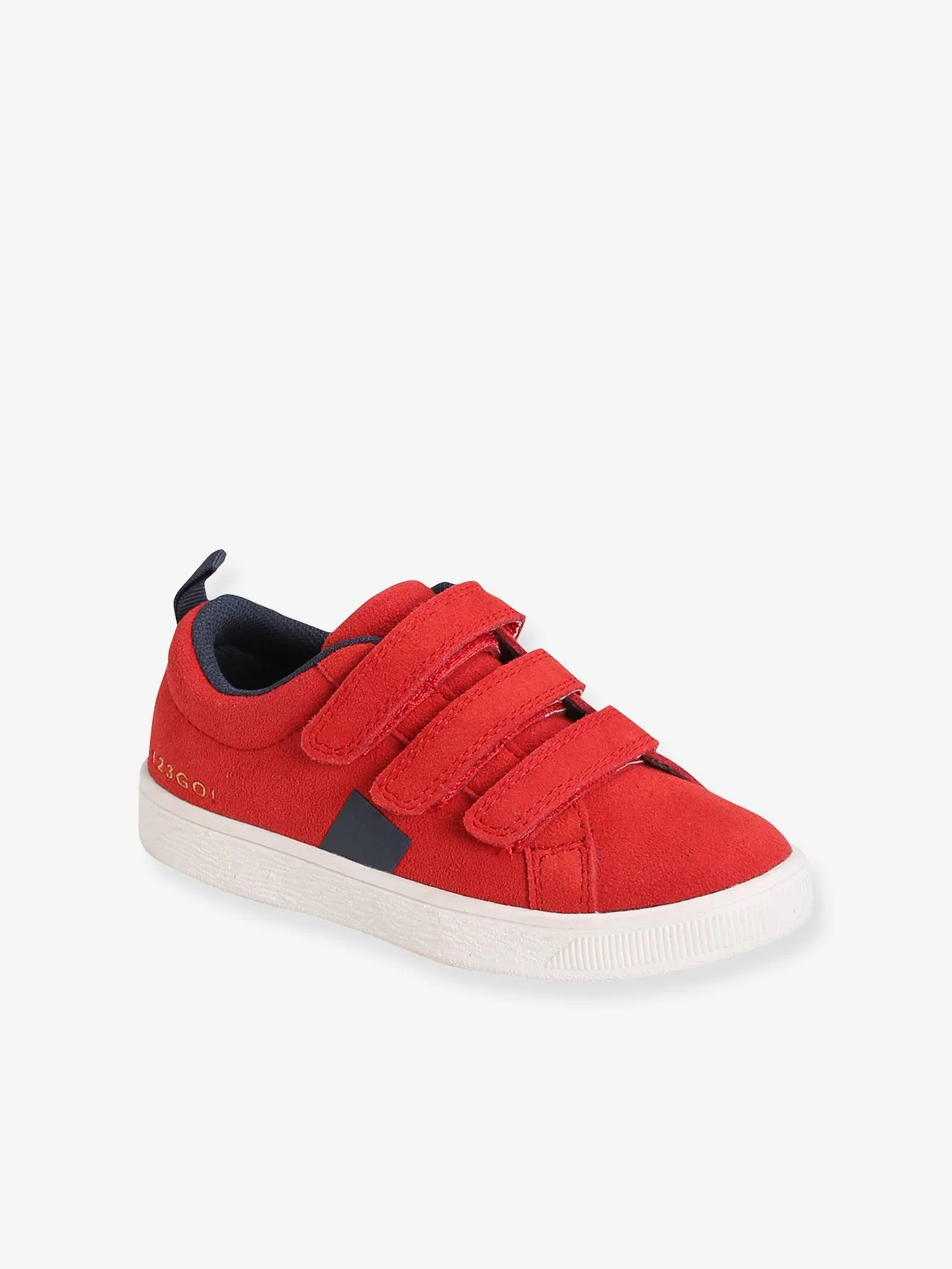 Touch-Fastening Leather Trainers for Boys - dark red