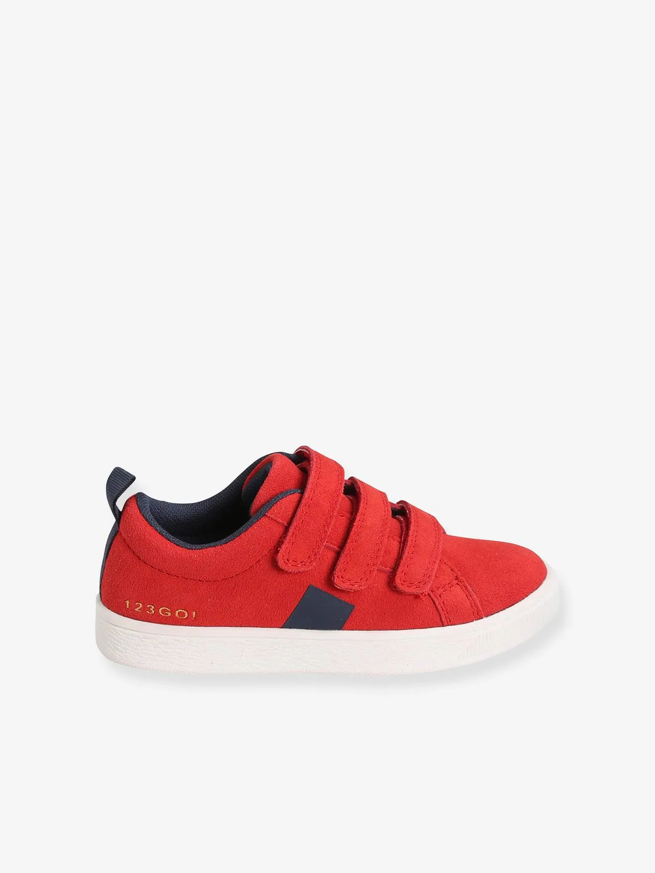 Touch-Fastening Leather Trainers for Boys - dark red