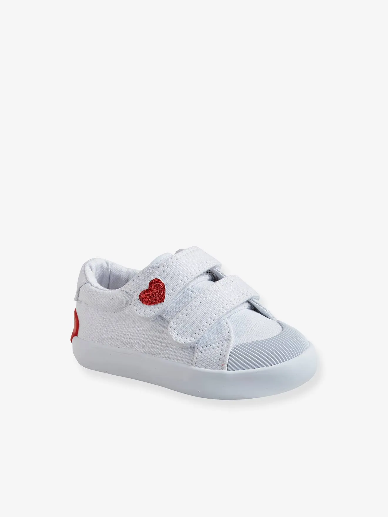 Touch-Fastening Trainers in Canvas for Baby Girls - white