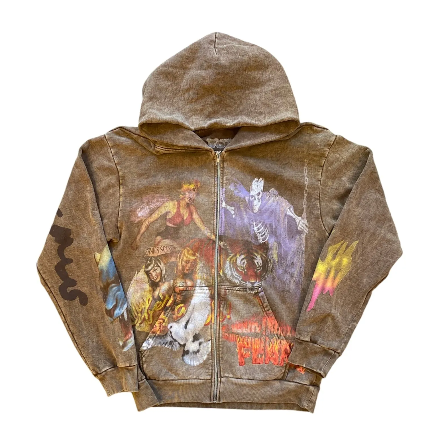 Travis Scott Utopia Circus Maximus 2023 Tour Zip-Up Hoodie Brown