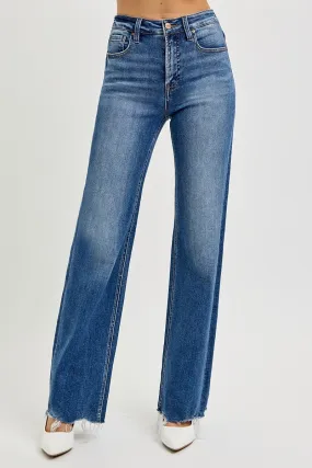 Tummy Control Dark Wash Wide Leg Jeans