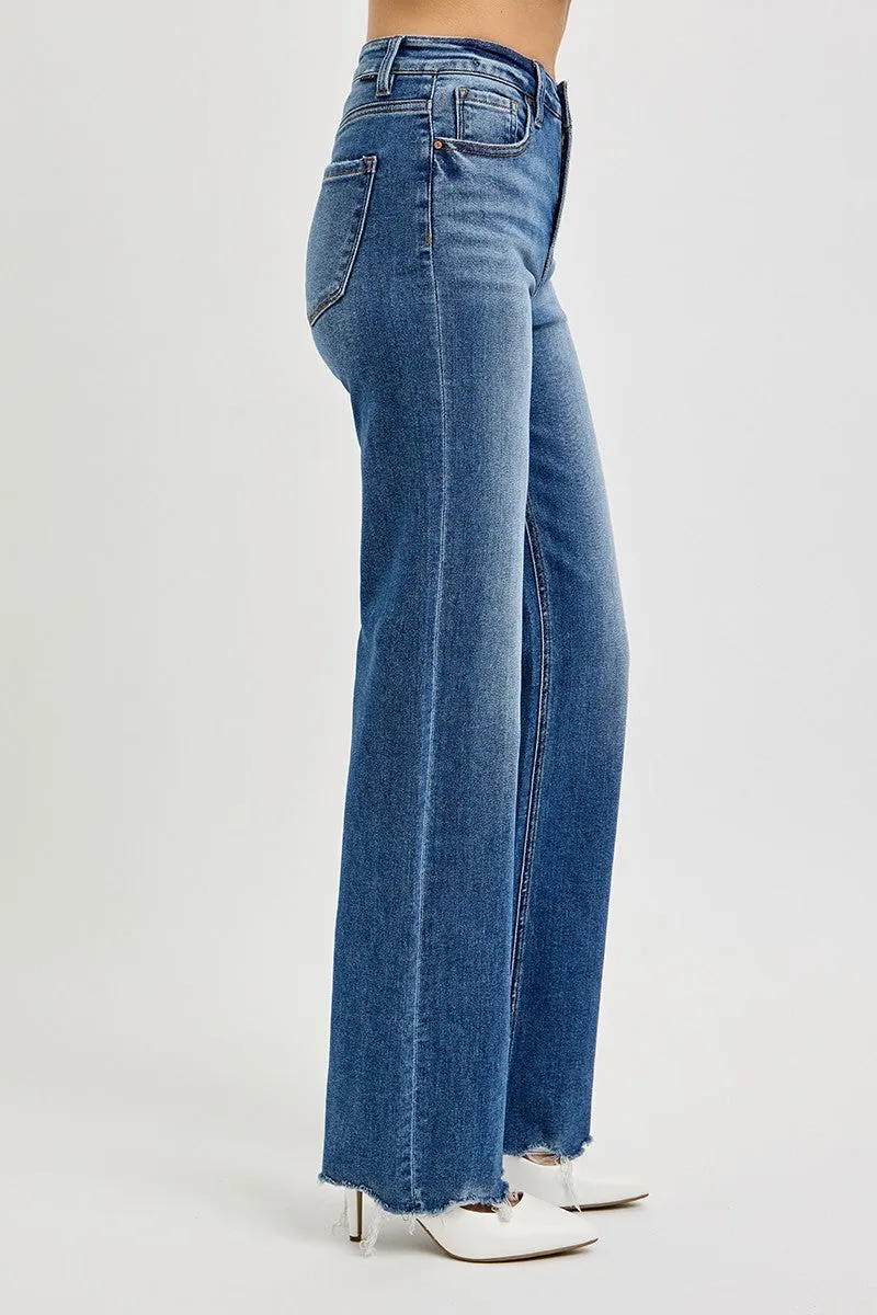 Tummy Control Dark Wash Wide Leg Jeans