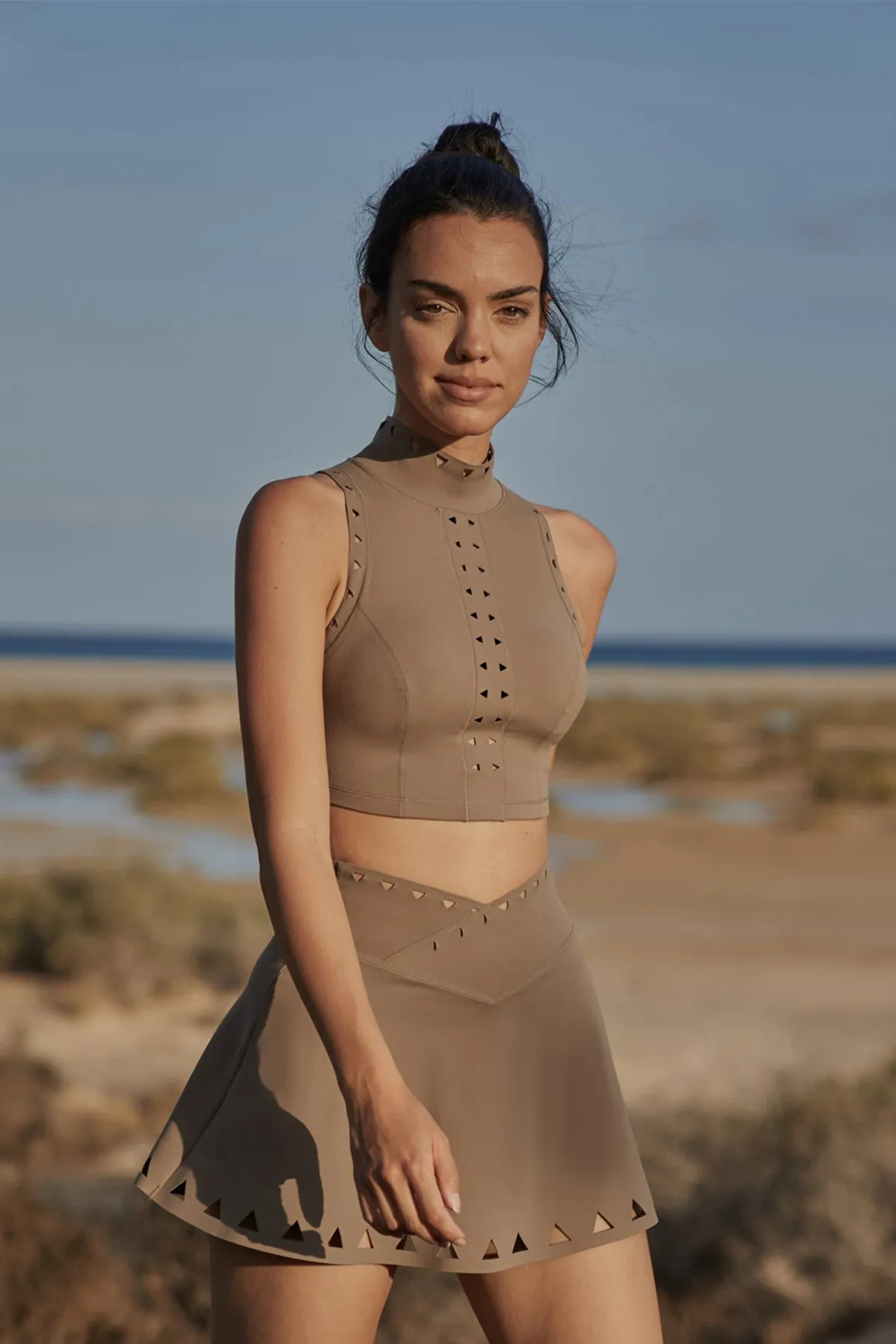 V-waist Laser Cut Tennis Skirt