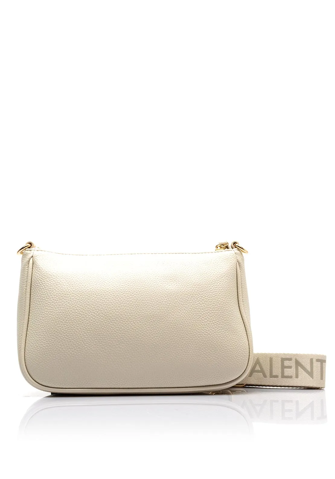 Valentino Never Pebbled Shoulder Bag, Ecru