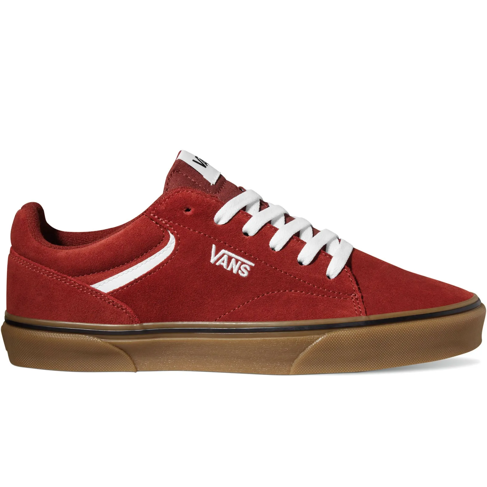 Vans Mens Seldan Suede Low Rise Lace Up Trainers Sneakers - Red/Gum