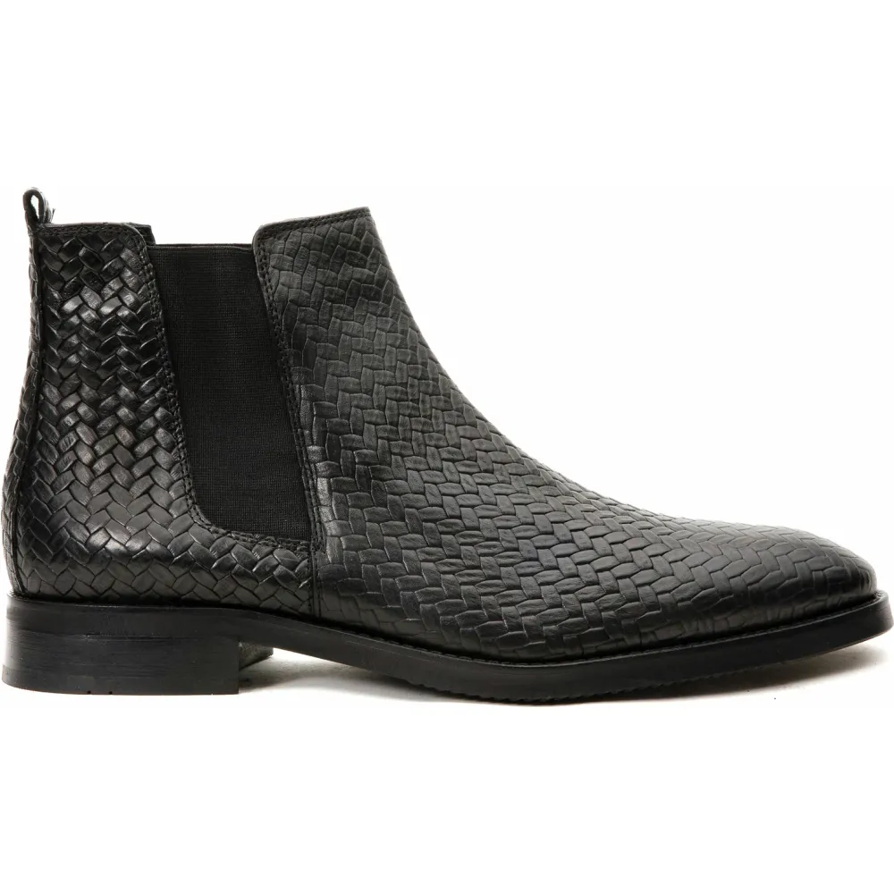 Vinci Leather The Oslo Black Leather Chelsea Boot (14137 S-5)