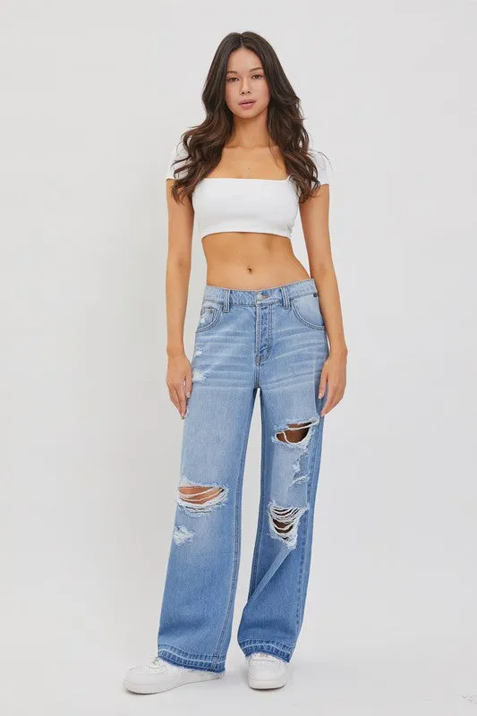 Vintage Low Rise Distressed Jeans