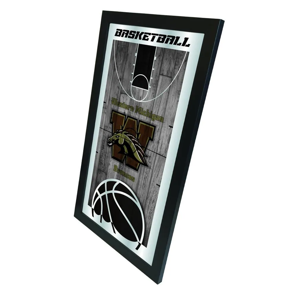 Western Michigan Broncos HBS Basketball Framed Hang Glass Wall Mirror (26x15)