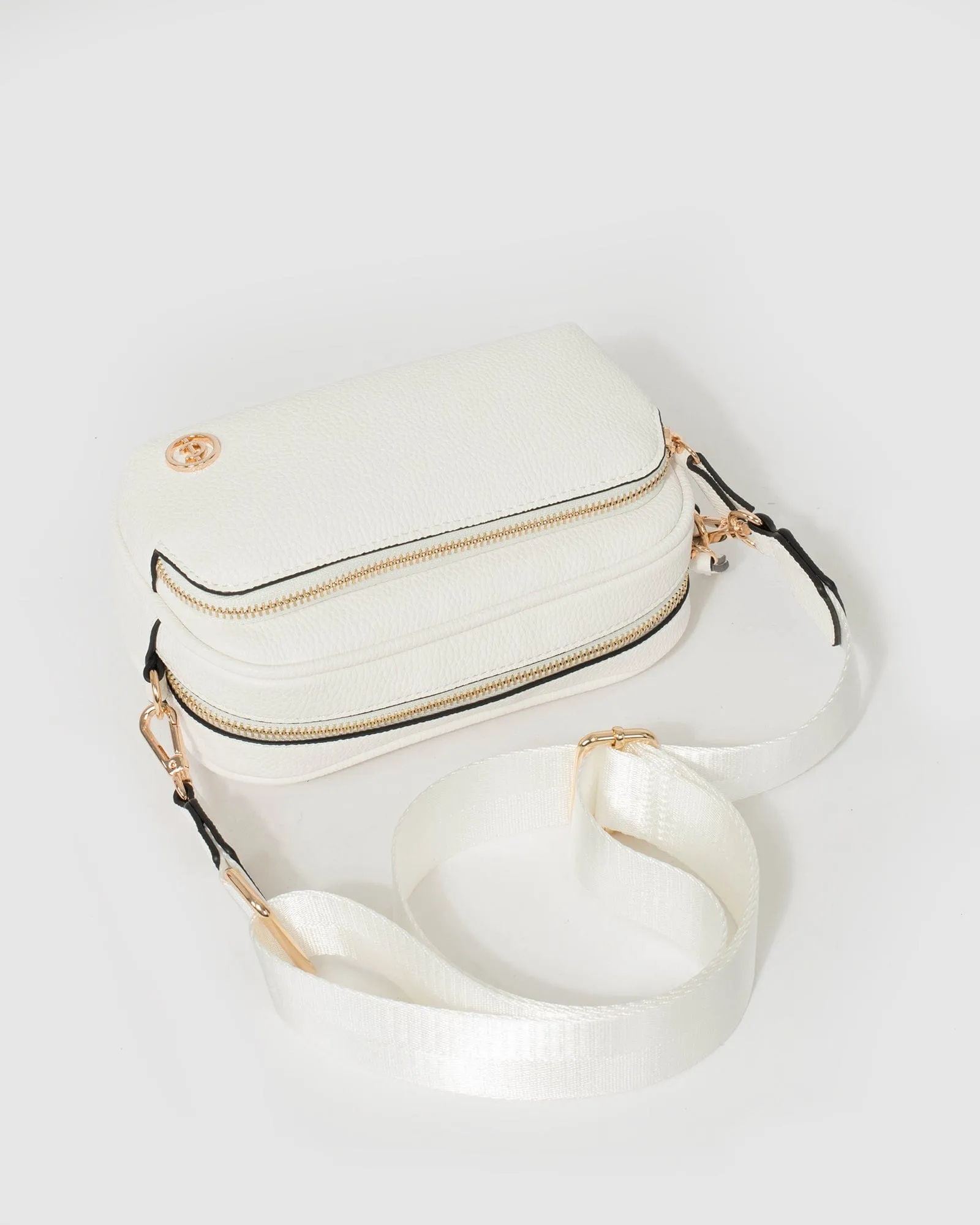 White Amalia Strap Crossbody Bag