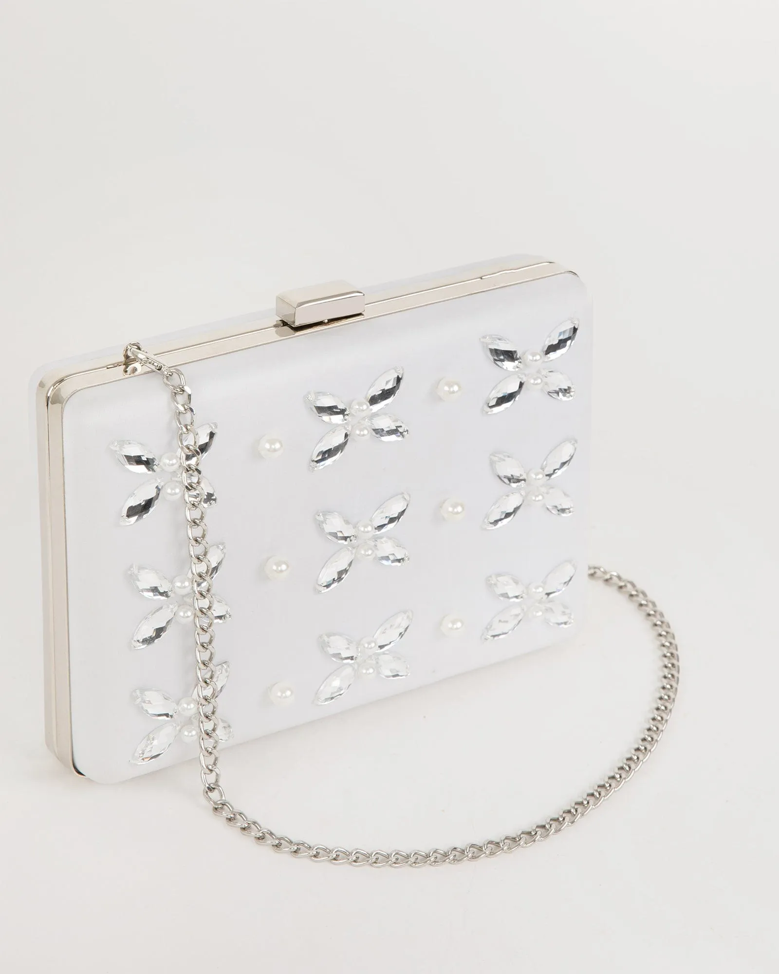 White Lizama Sparkle Clutch Bag