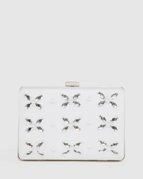 White Lizama Sparkle Clutch Bag