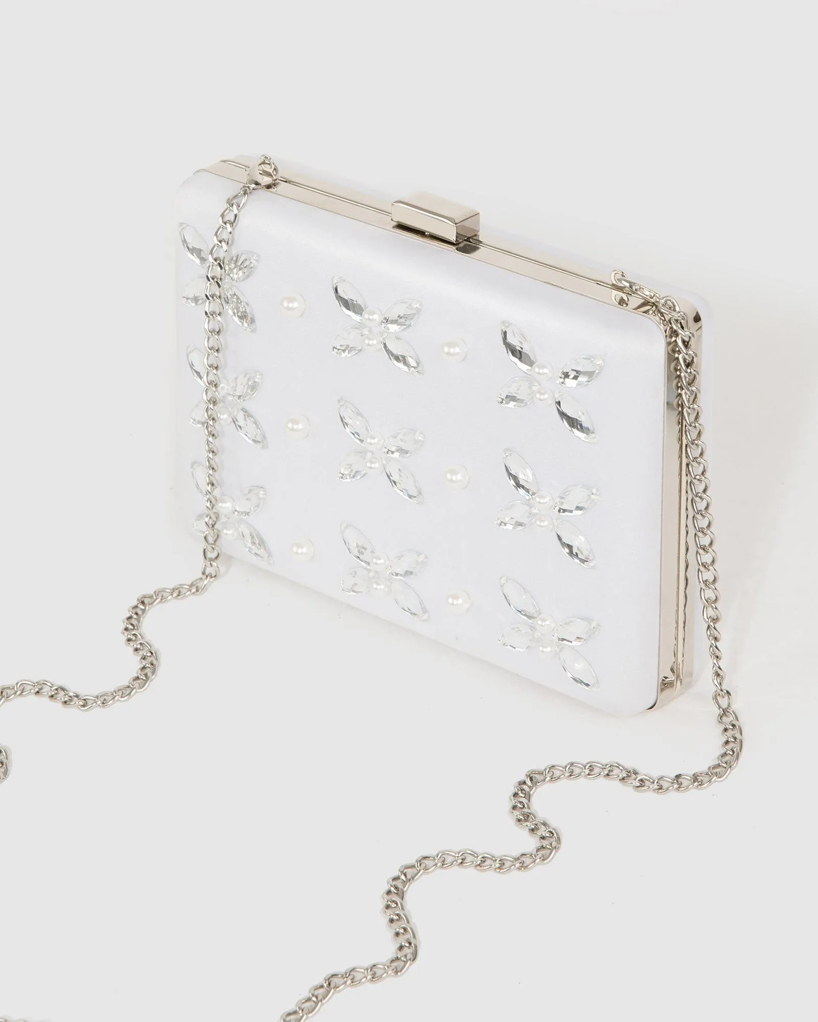 White Lizama Sparkle Clutch Bag