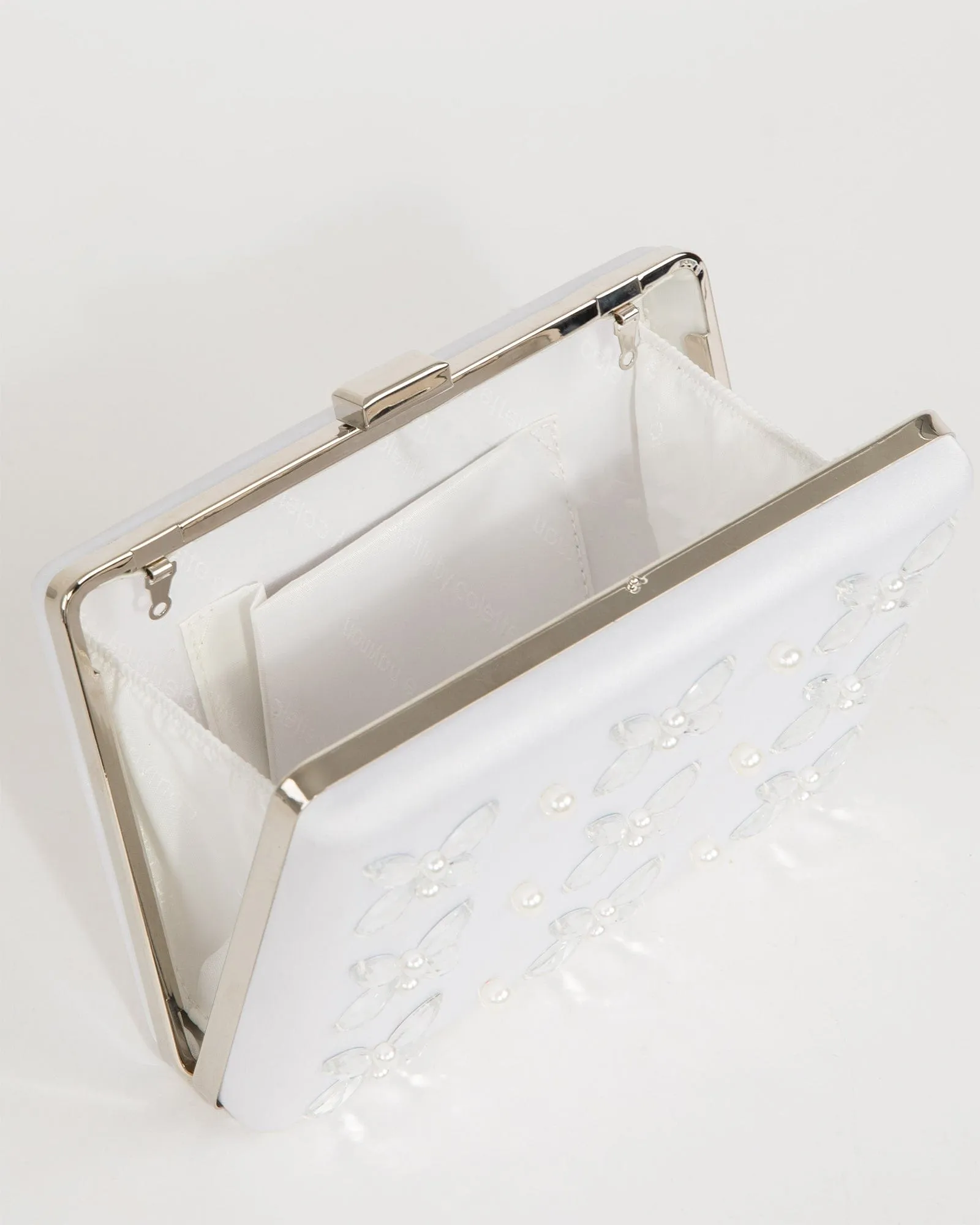 White Lizama Sparkle Clutch Bag