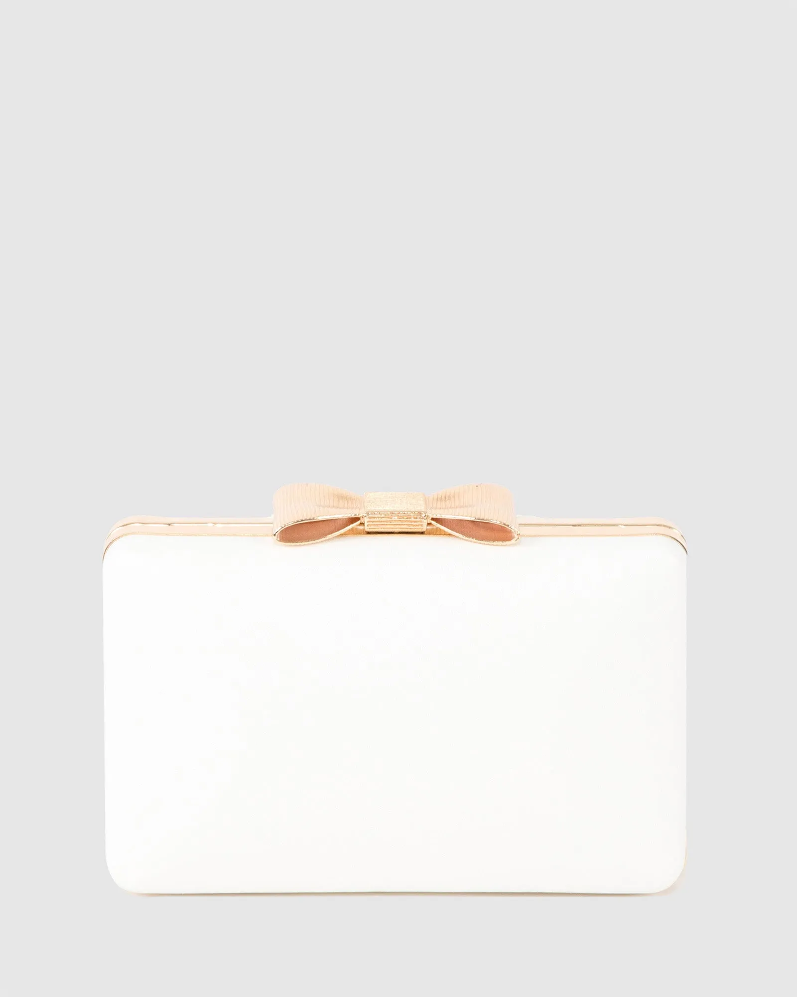 White Maxine Bow Handle Clutch Bag