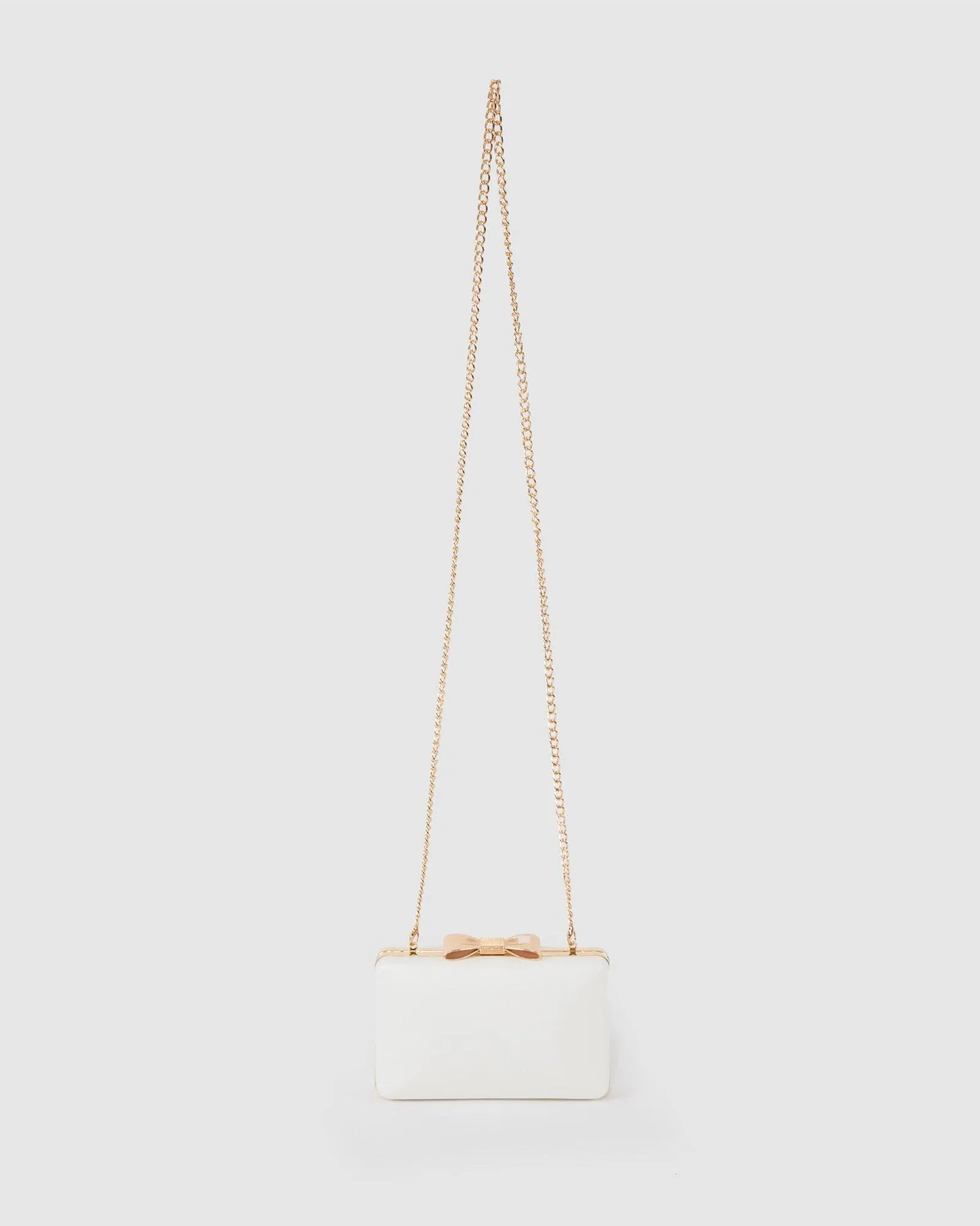 White Maxine Bow Handle Clutch Bag