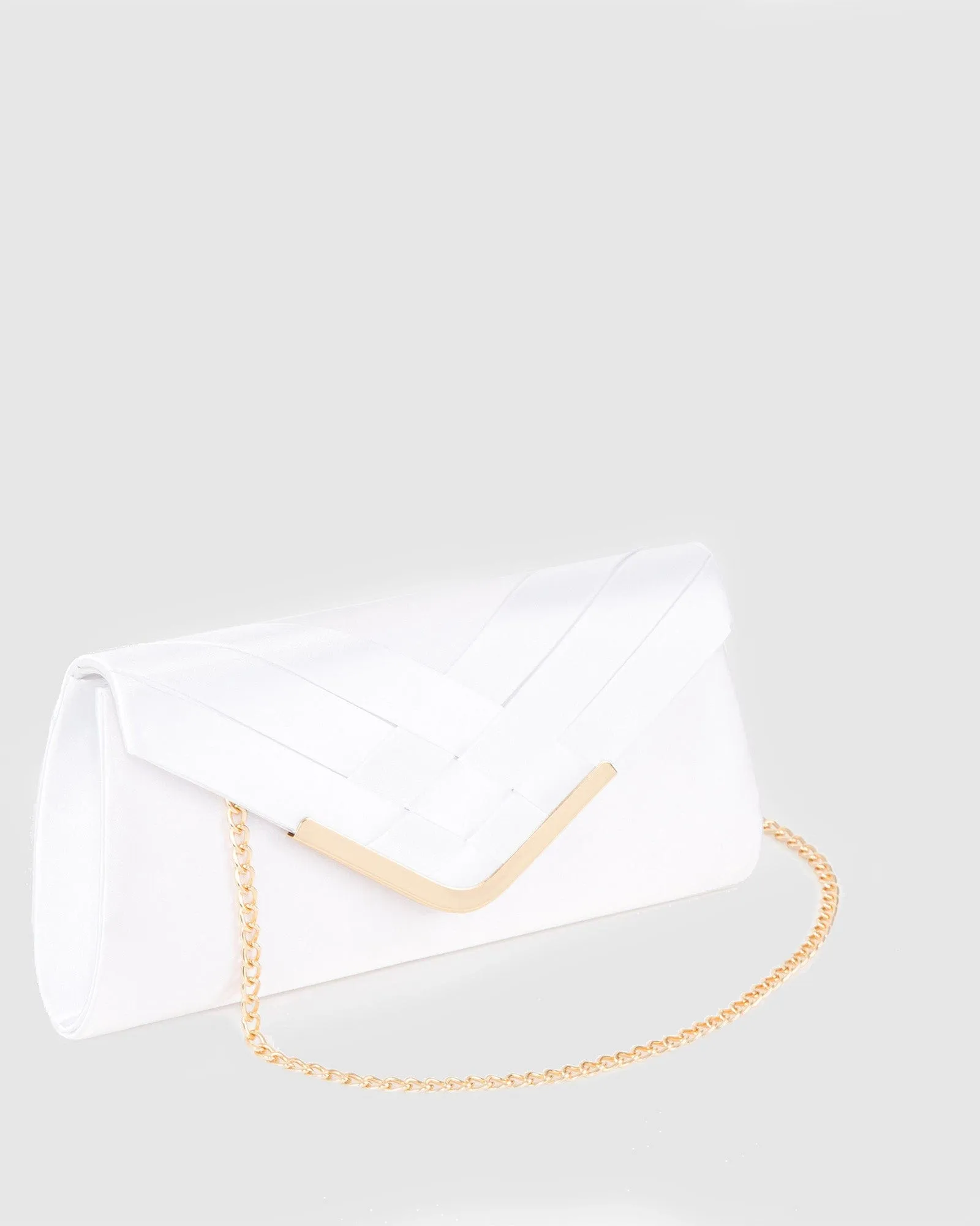 White Paula Weave Clutch Bag