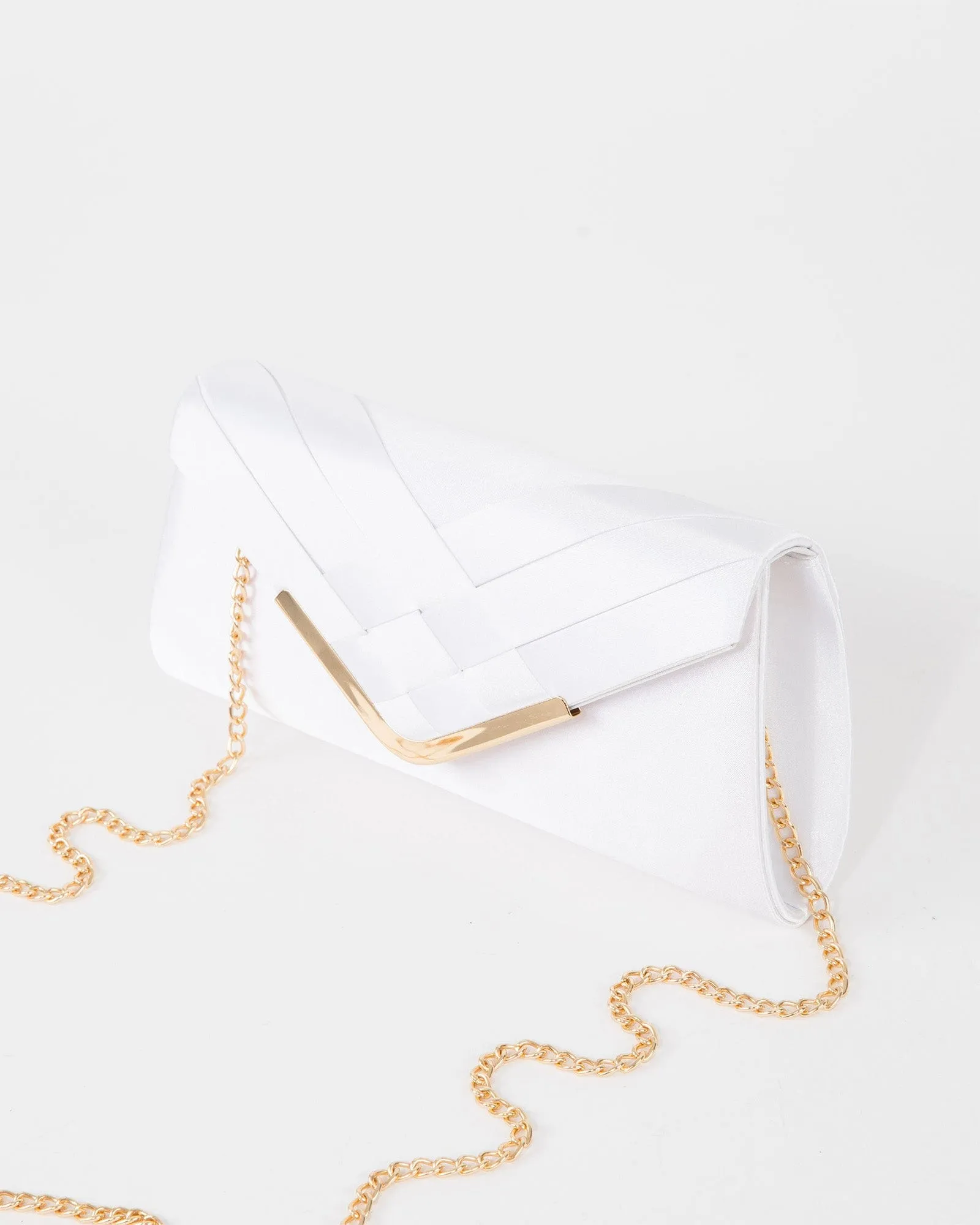 White Paula Weave Clutch Bag