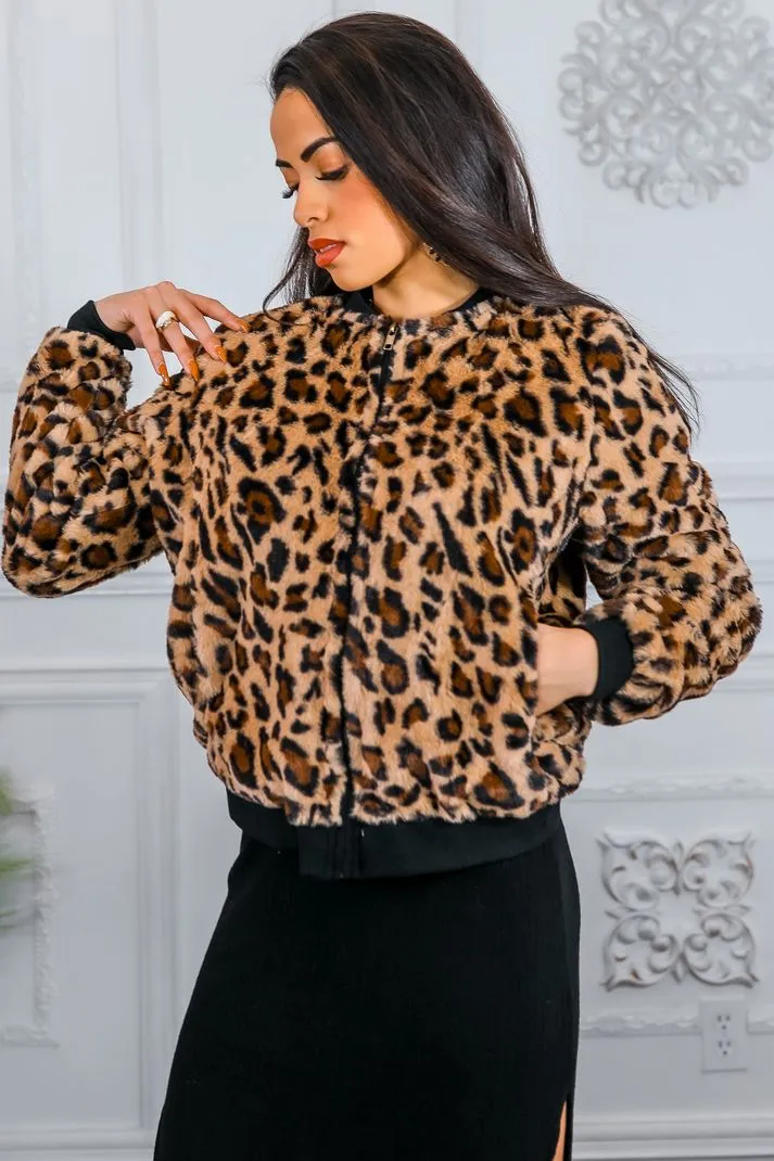 Wild Things Animal Print Bomber Jacket