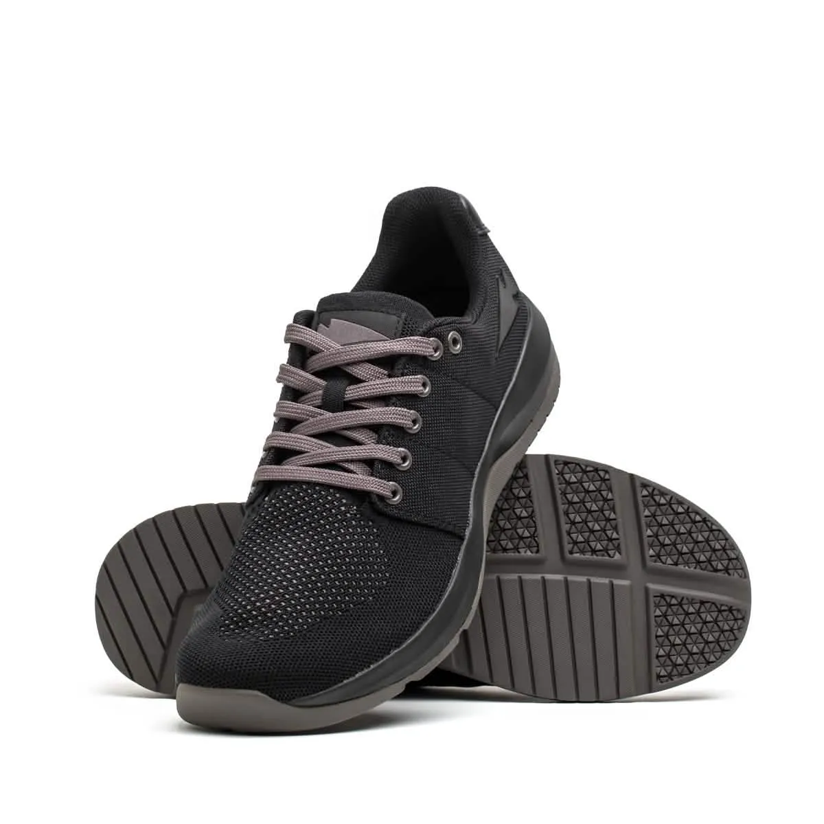 Women's Ballistic Trainers - Black + Black + Charcoal W/ Black Reflective Spearhead