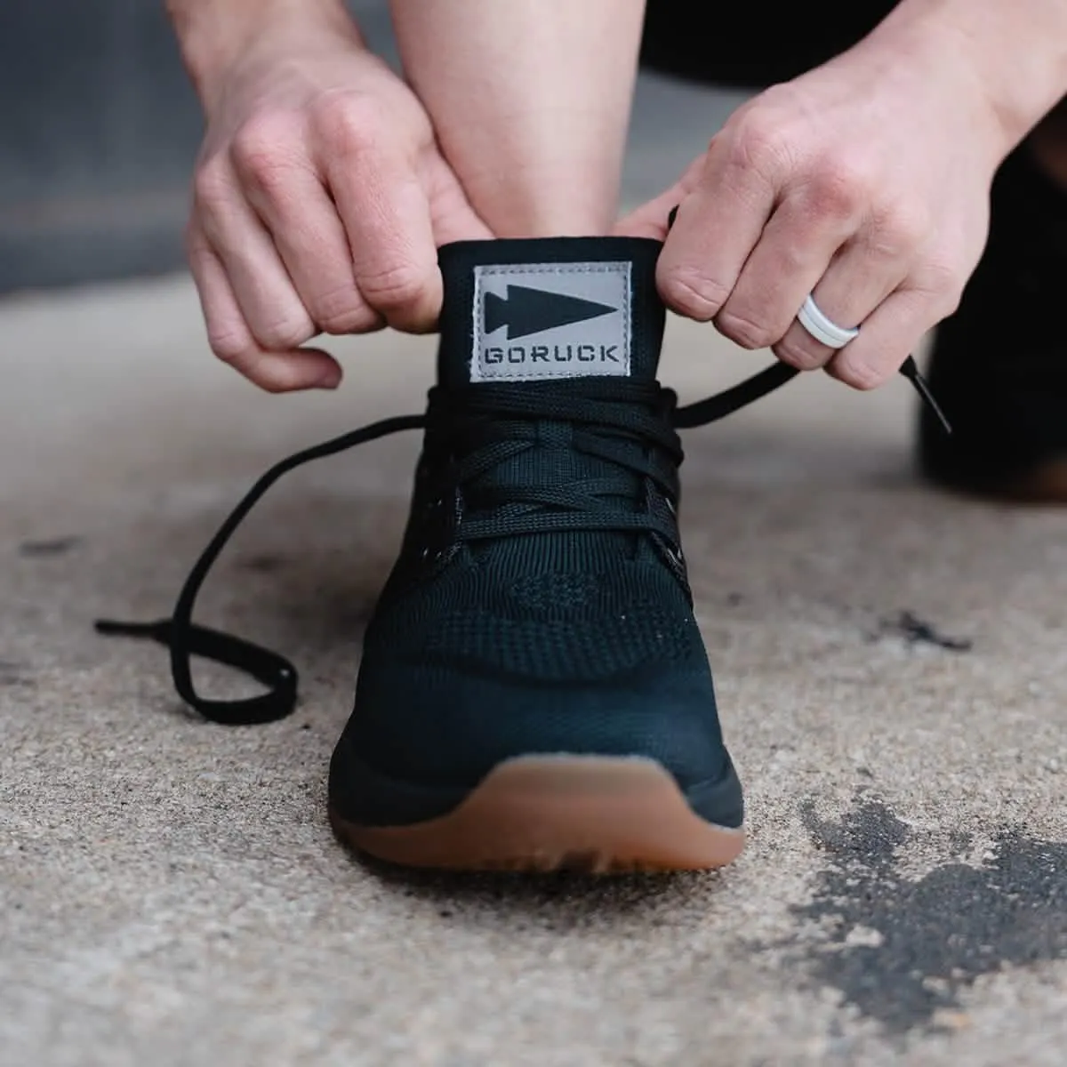 Women's Ballistic Trainers - Black + Gum w/ Black Reflective Spearhead