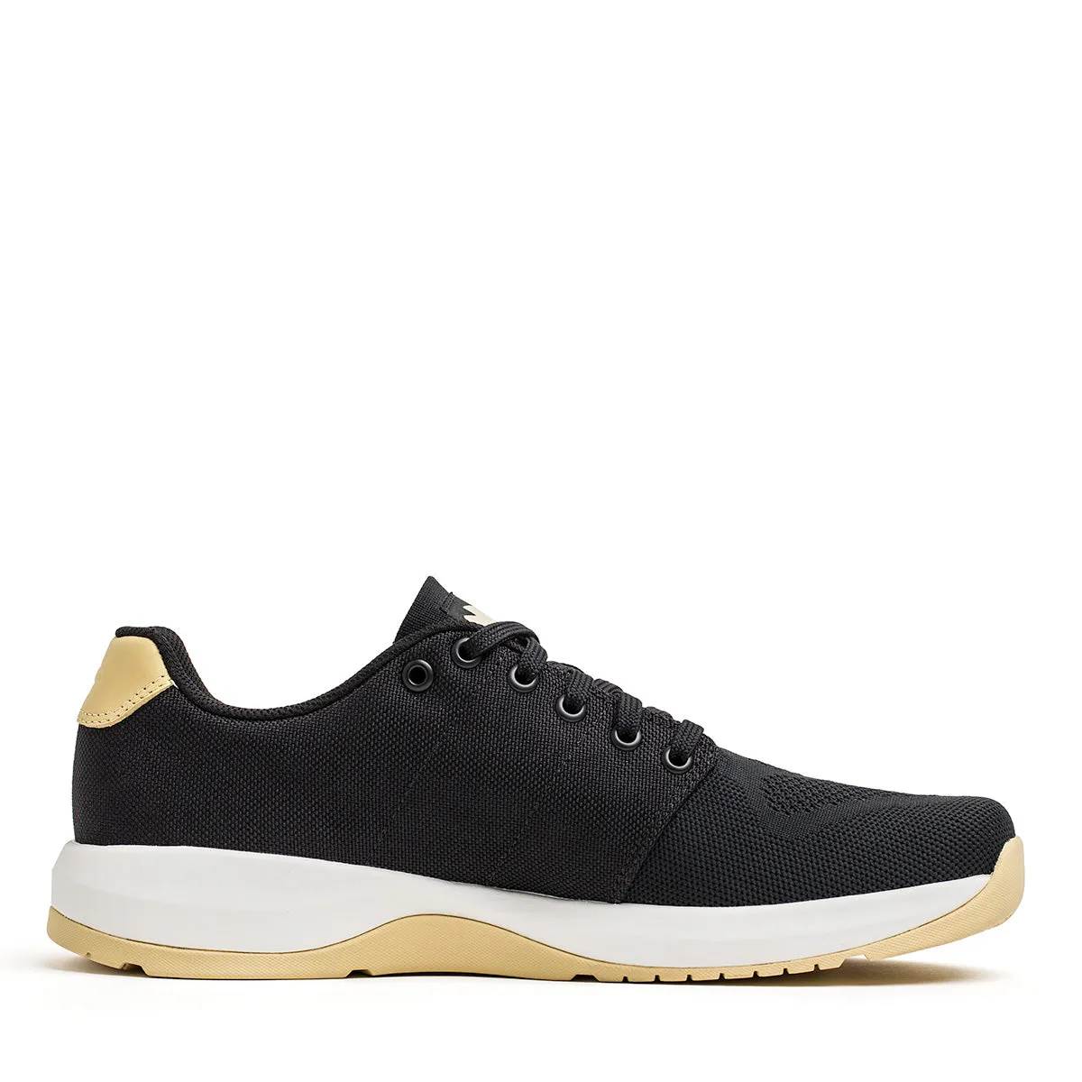 Women's Ballistic Trainers - Black + White + Gold W/ Gold Reflective Spearhead