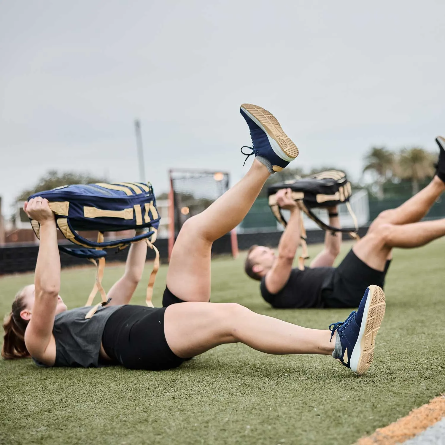 Women's Ballistic Trainers - Navy + White + Gold W/ Gold Reflective Spearhead