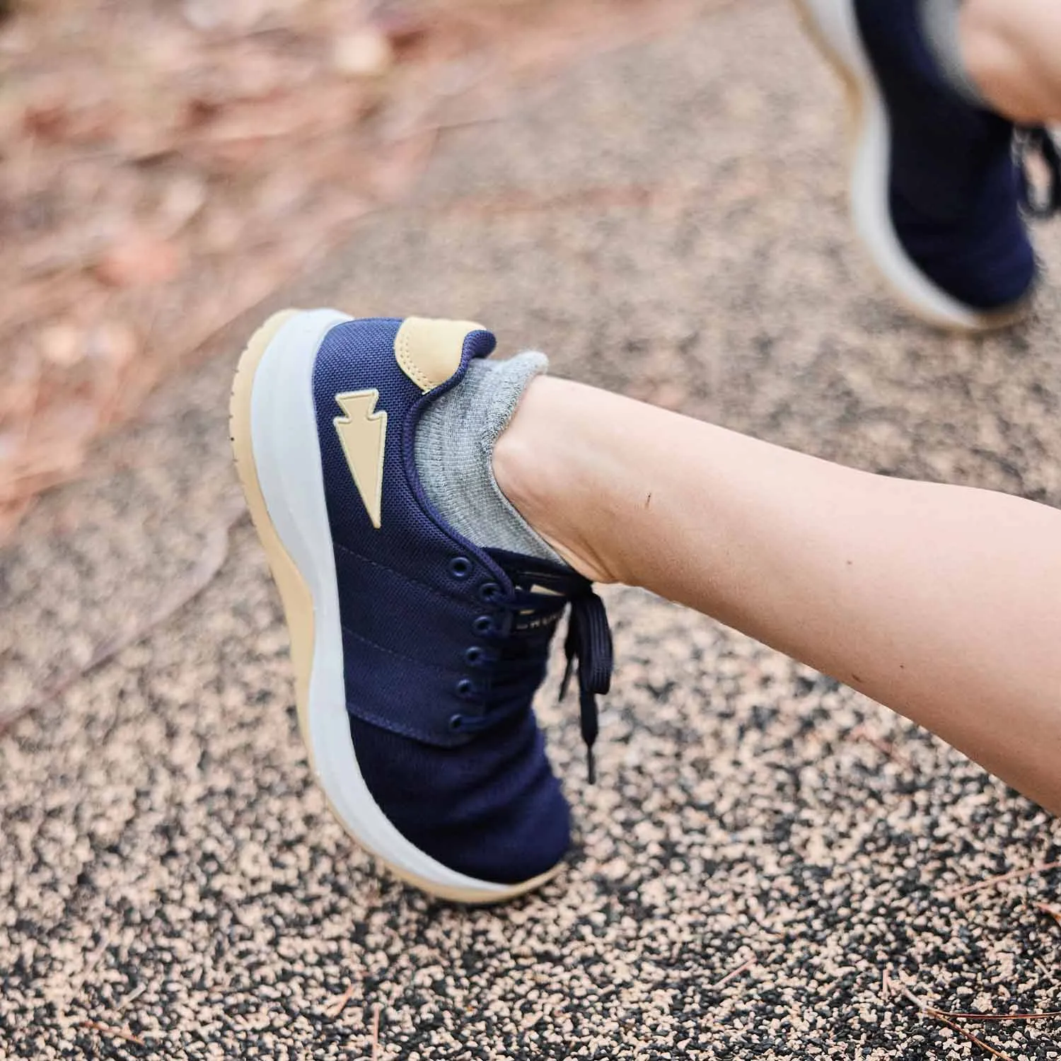 Women's Ballistic Trainers - Navy + White + Gold W/ Gold Reflective Spearhead