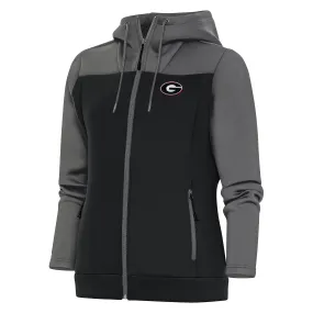 Women's Antigua Steel/Black Georgia Bulldogs Protect Full-Zip Hoodie