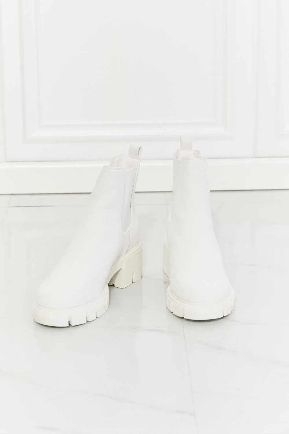 Work For It -  Matte Lug Sole Chelsea Boots in White