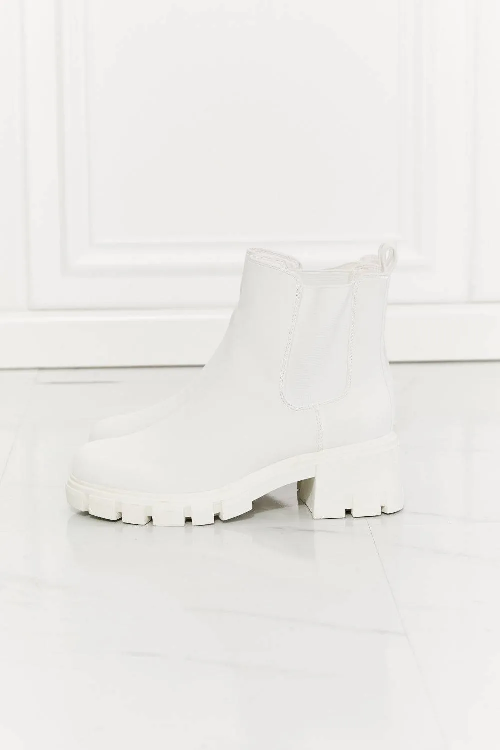 Work For It -  Matte Lug Sole Chelsea Boots in White