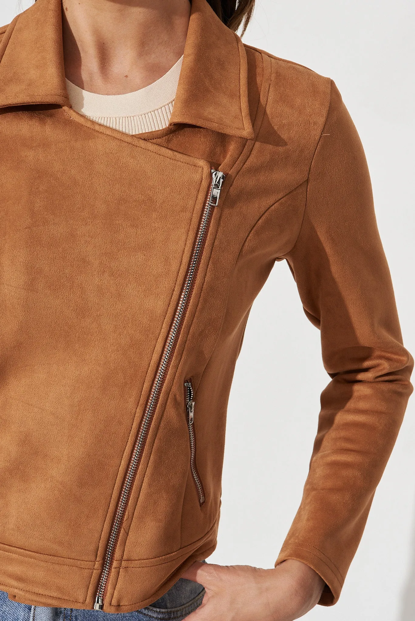 Zodiac Jacket In Caramel Suedette